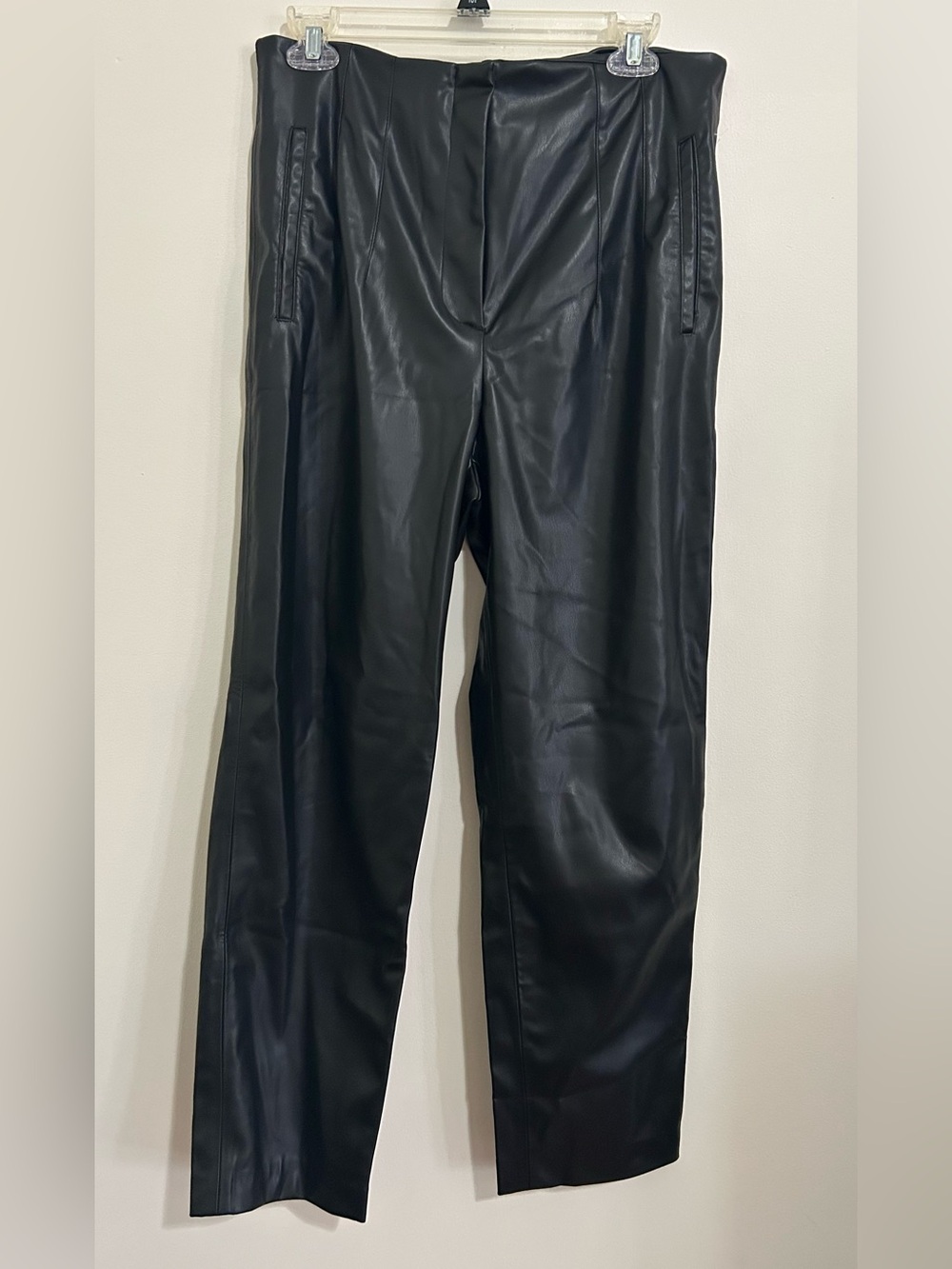 Zara Faux Leather High Waist Straight Leg Pants L